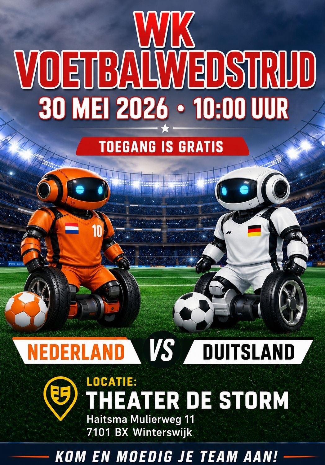 flyer van wk voetbalwedstrijd drones